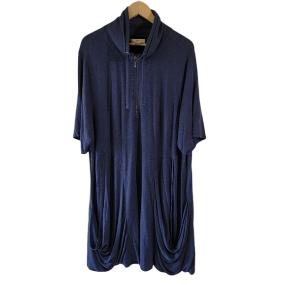 Cj Banks Women Plus Sz Soft Stretchy Lagenlook Top 3X Cowlneck Zip-Up Drawstring - Picture 12 of 12